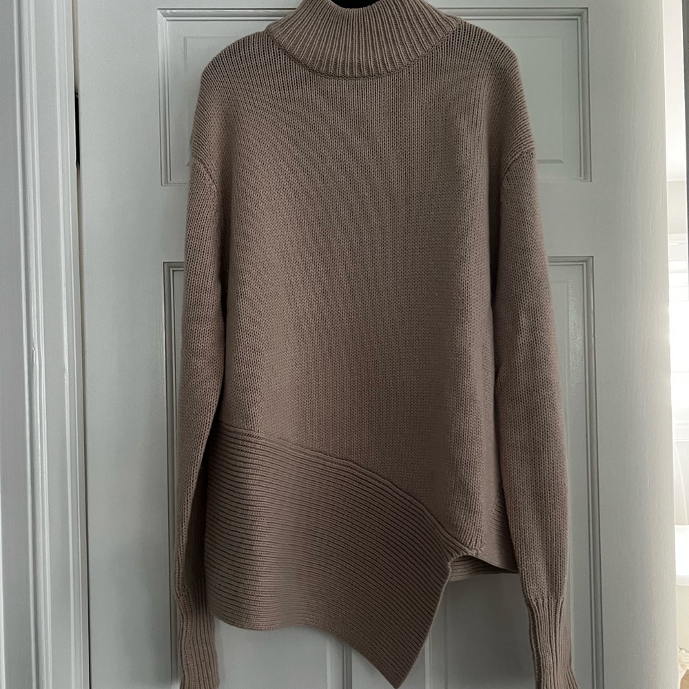 The Fifth Label Asymmetrical Taupe Turtleneck Sweater